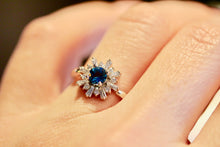 London Blue Topaz and Diamond Halo Ring in 14kt White Gold