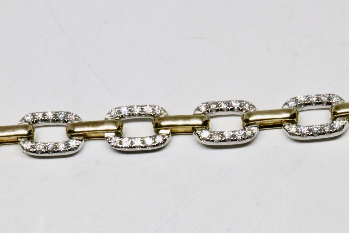 Diamond Paperclip Chain in 14kt Yellow and White Gold