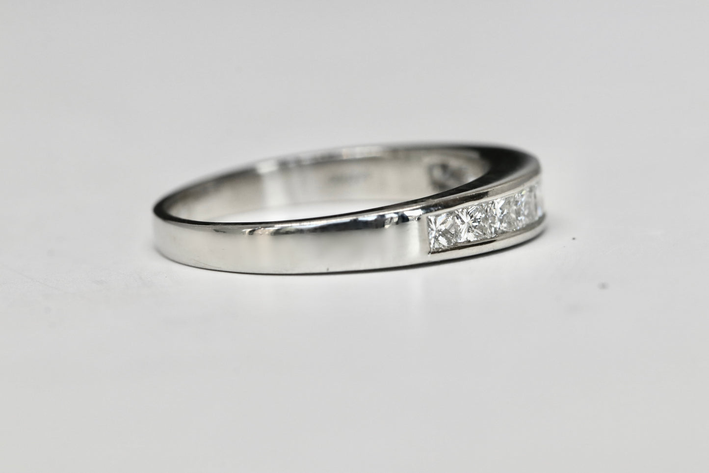 PLATINUM Domed Channel Set Diamond Wedding Band