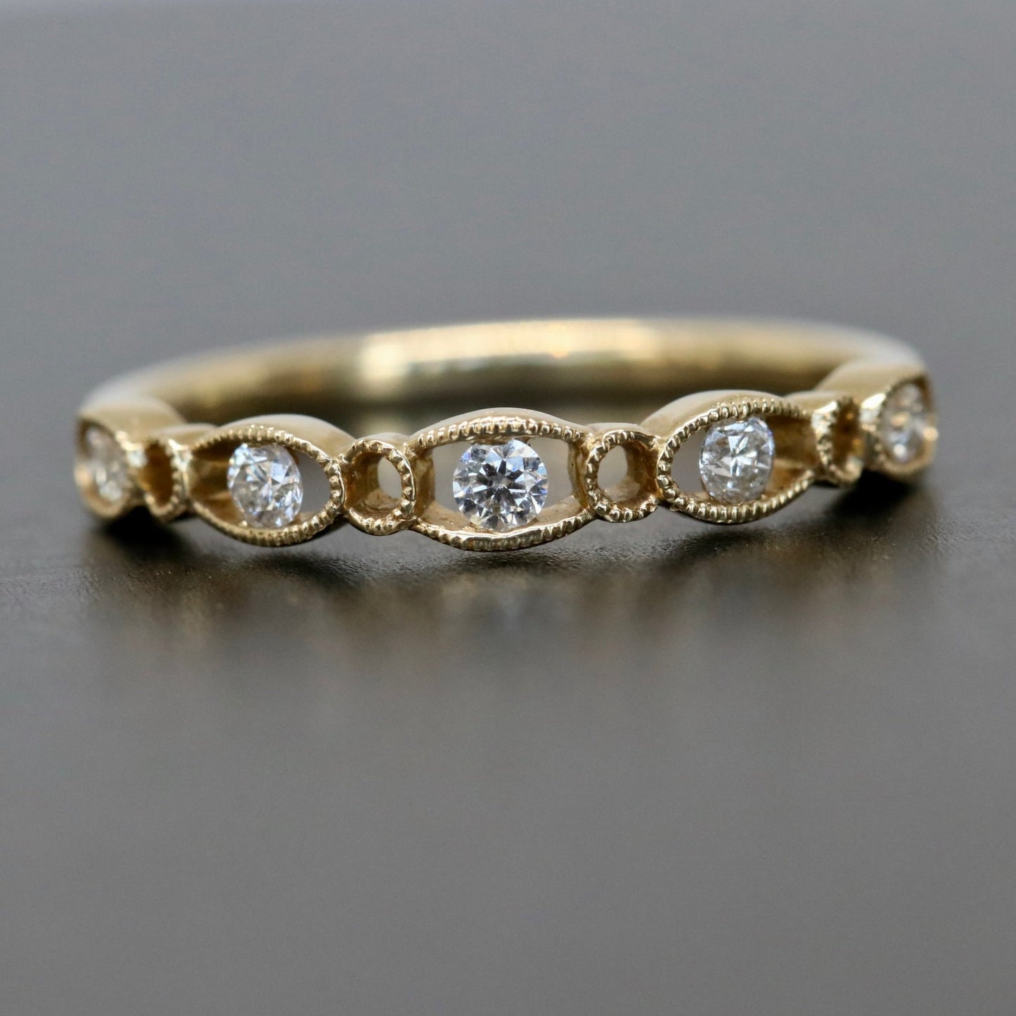 14kt Yellow Gold 5 Stone Diamond Decorative Stackable Ring