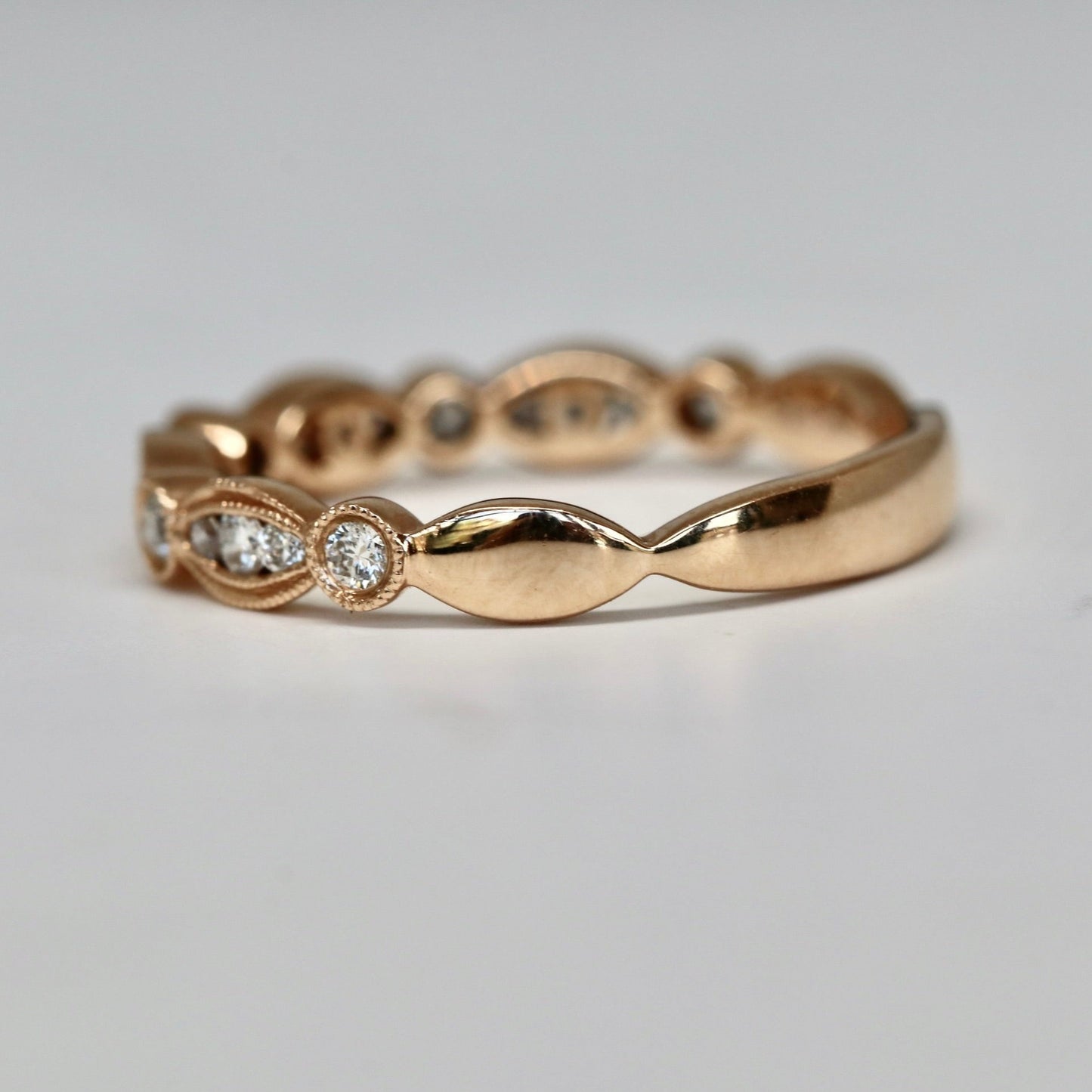14kt Gold and Diamond Stackable with a Vintage Style