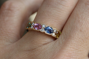 Multi Color Sapphire and Diamond Ring