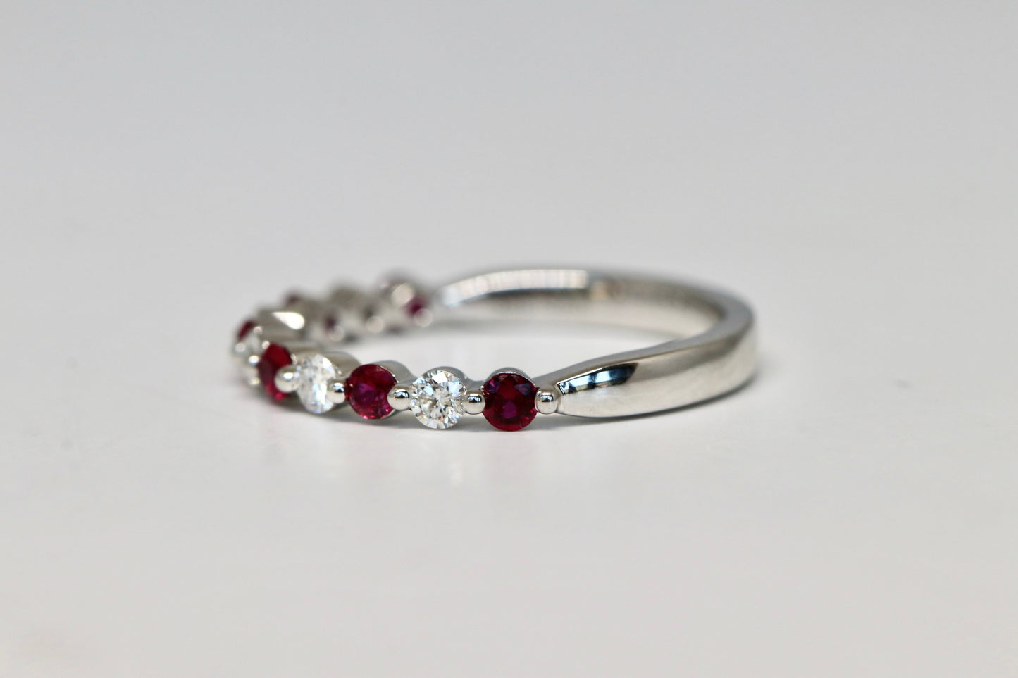 Alternating Round Ruby And Diamond Stackable Ring