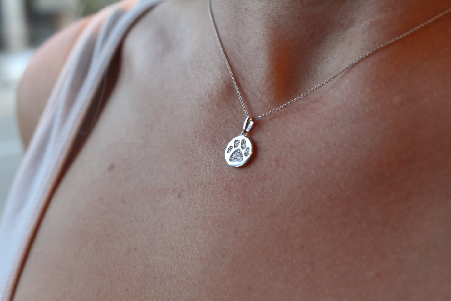 Paw Print Diamond Disc Pendant