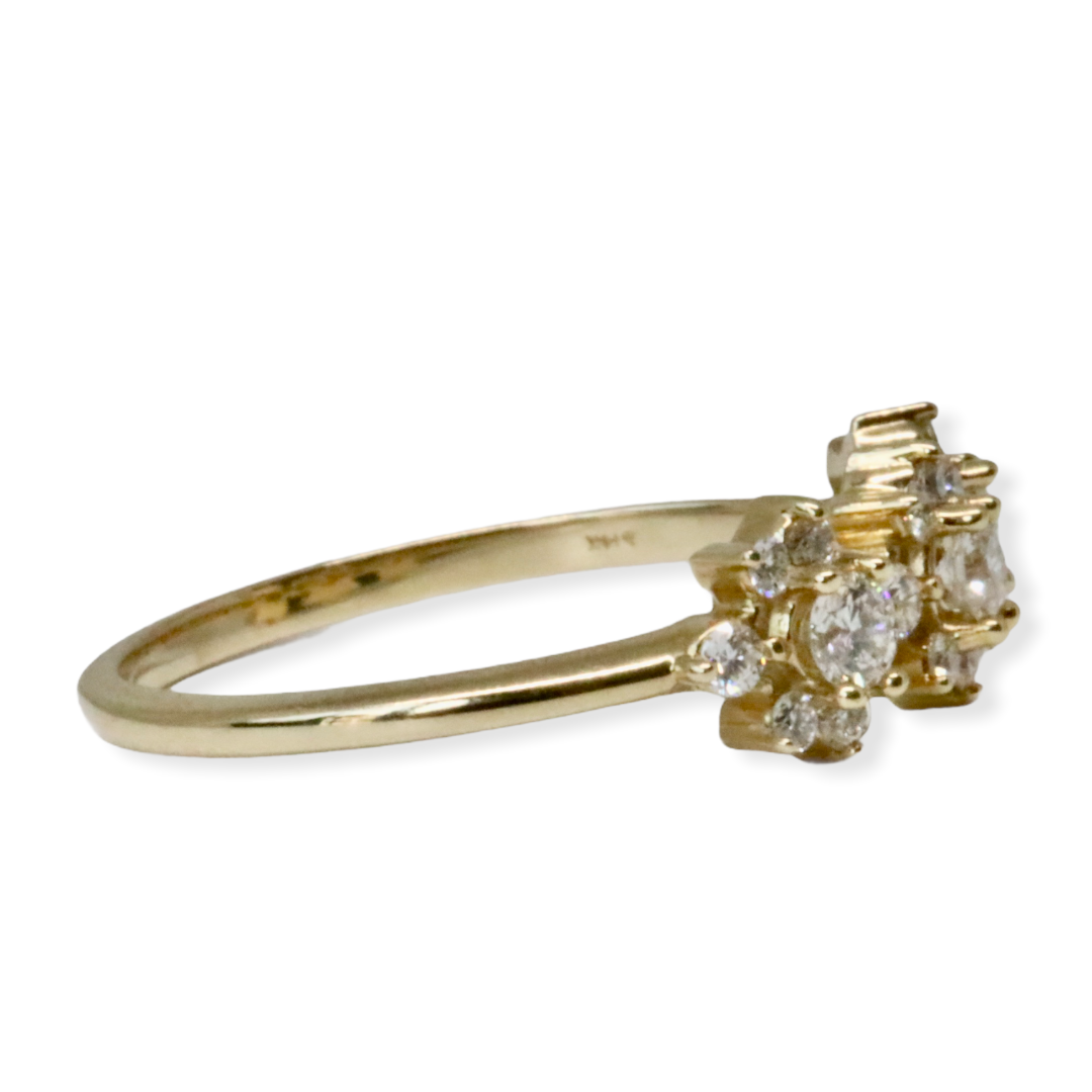3 Flower Diamond Ring in 14kt Solid Gold The Diamondaire Shop