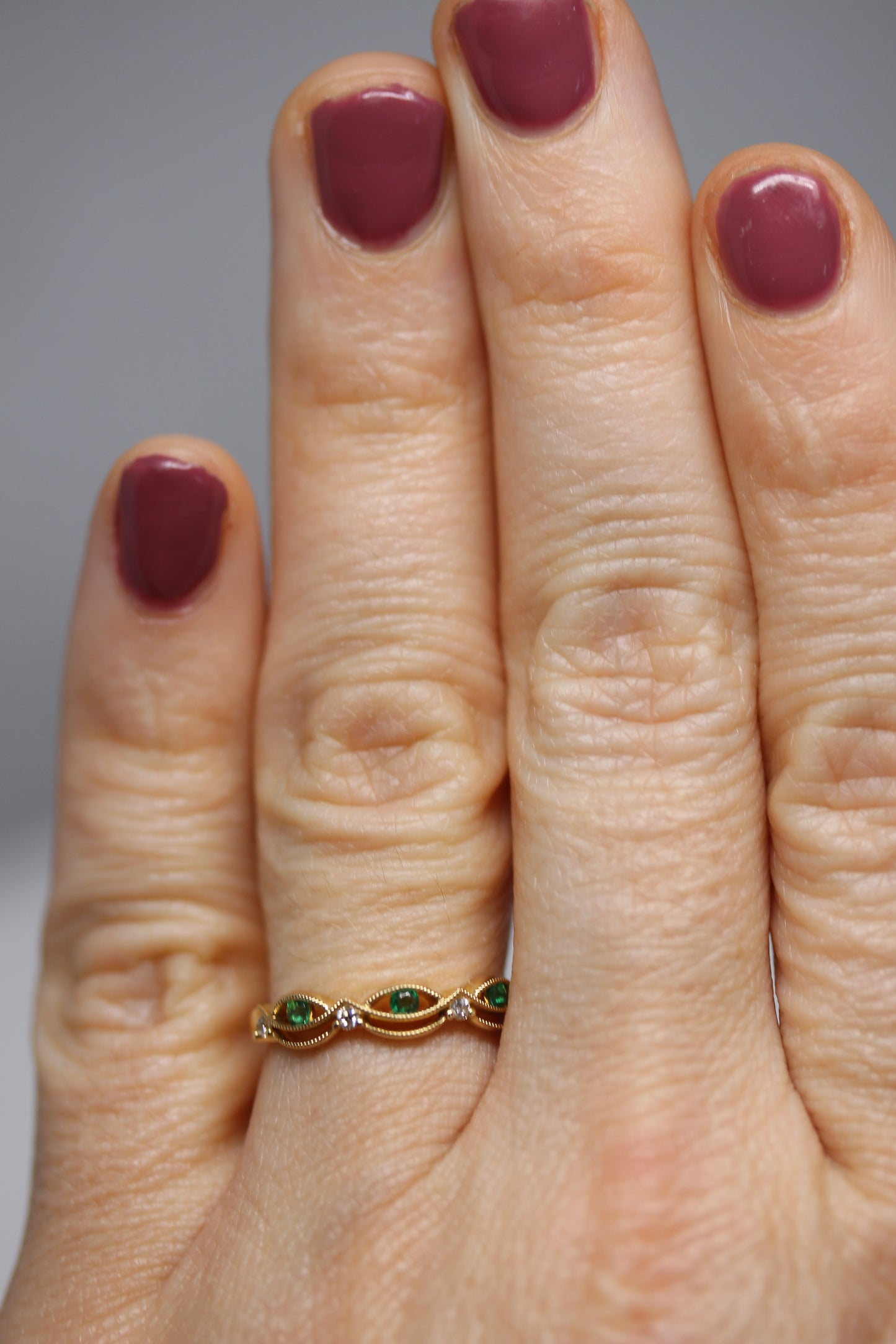 Diamondaire Emerald and Round Diamond Stackable