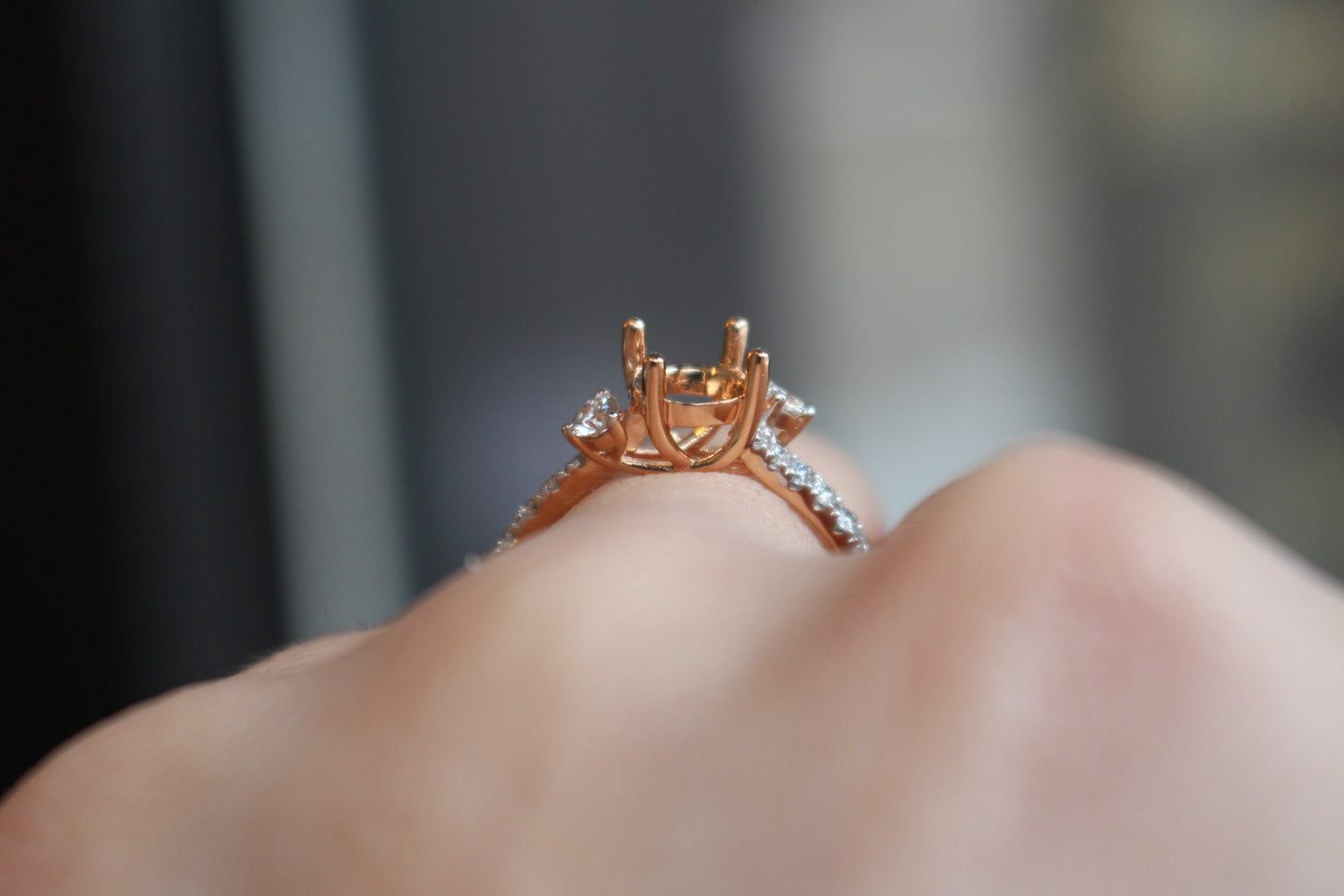 Diamondaire 3 Stone Engagement Ring in 14kt Rose Gold
