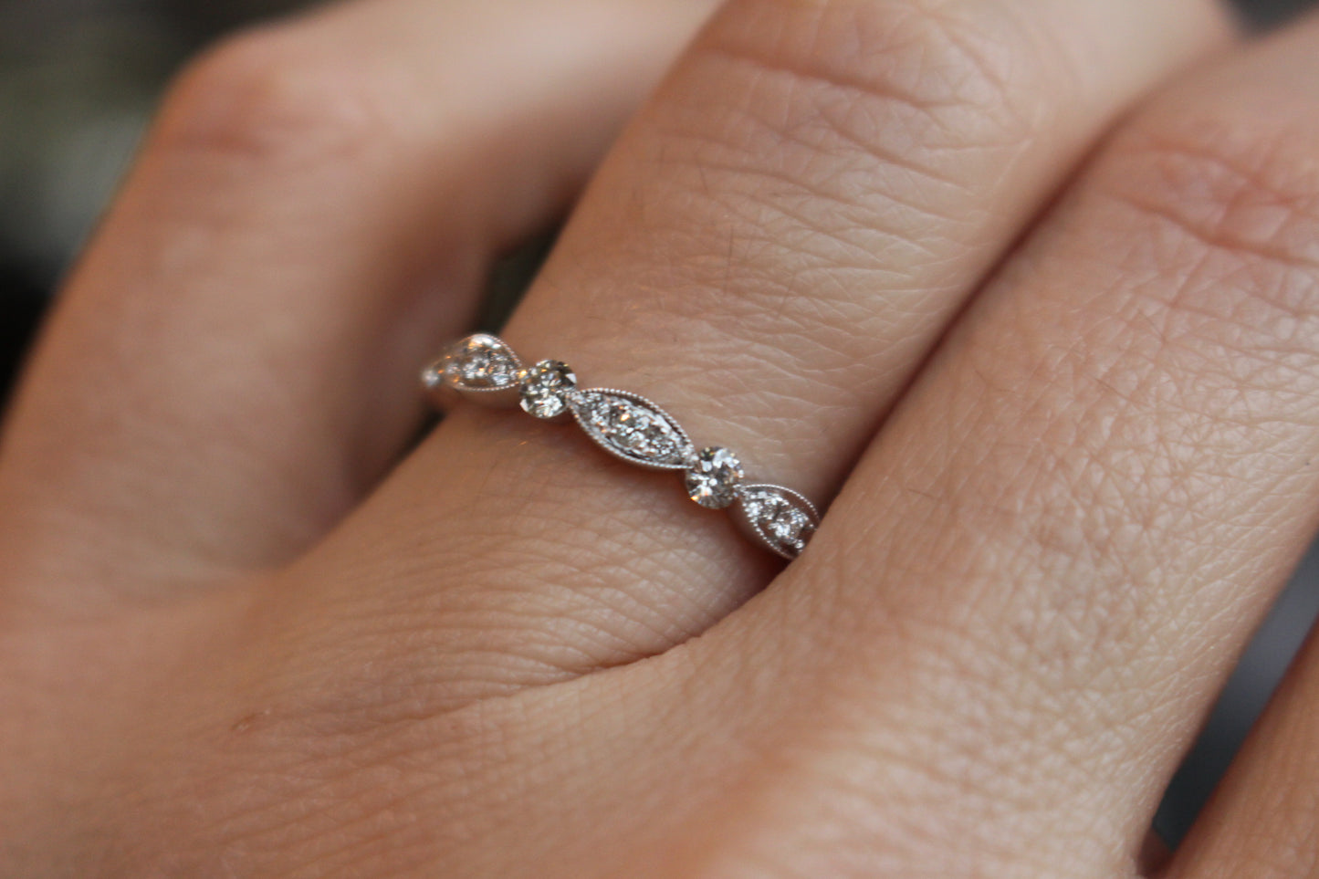Antique Inspired Diamond Stackable in 18kt Gold