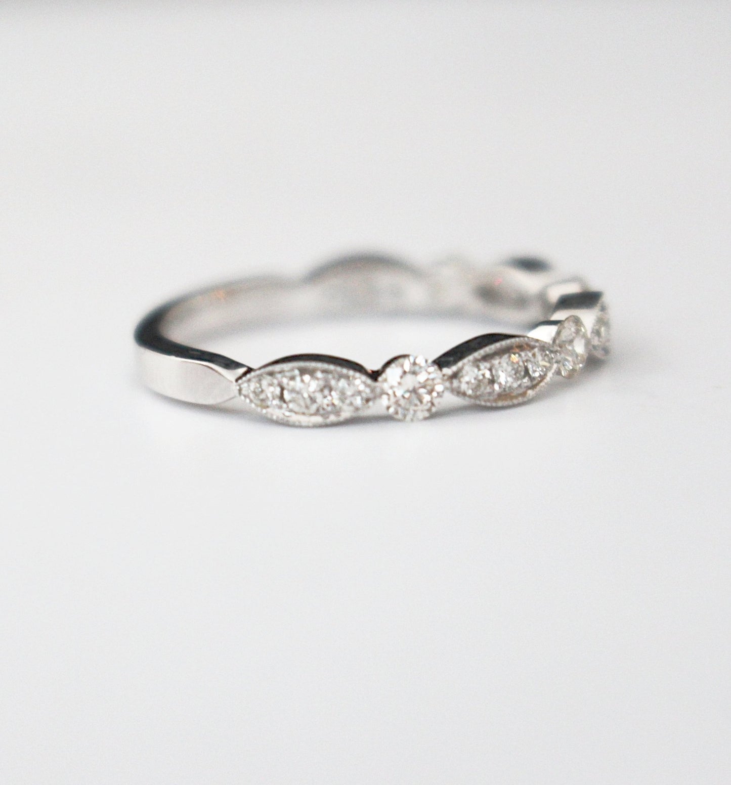 Diamond and White Gold Stackable Band
