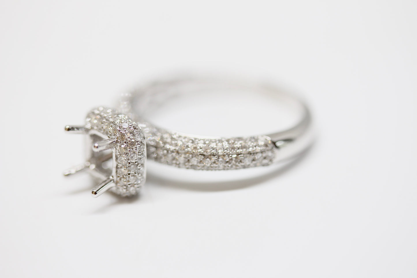 Paved Square Halo Diamond Engagement Ring