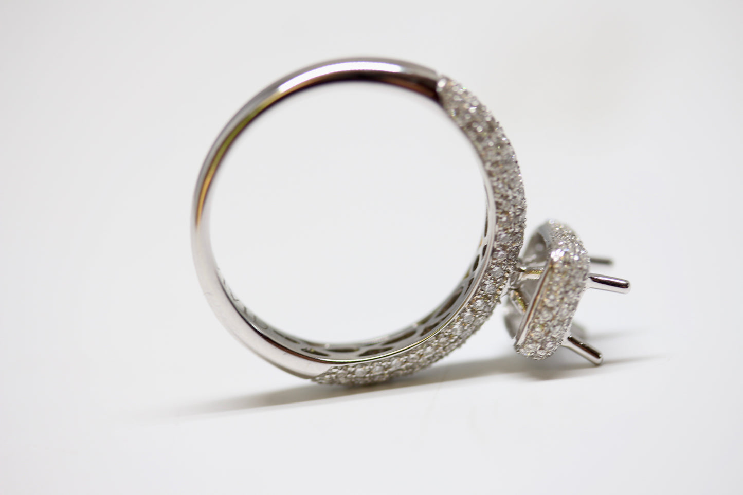 Paved Square Halo Diamond Engagement Ring