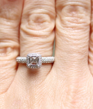 Paved Square Halo Diamond Engagement Ring