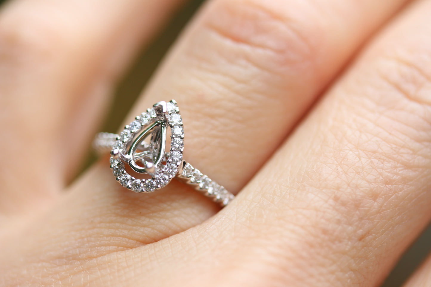 Pear Shape Halo Diamond Engagement Ring
