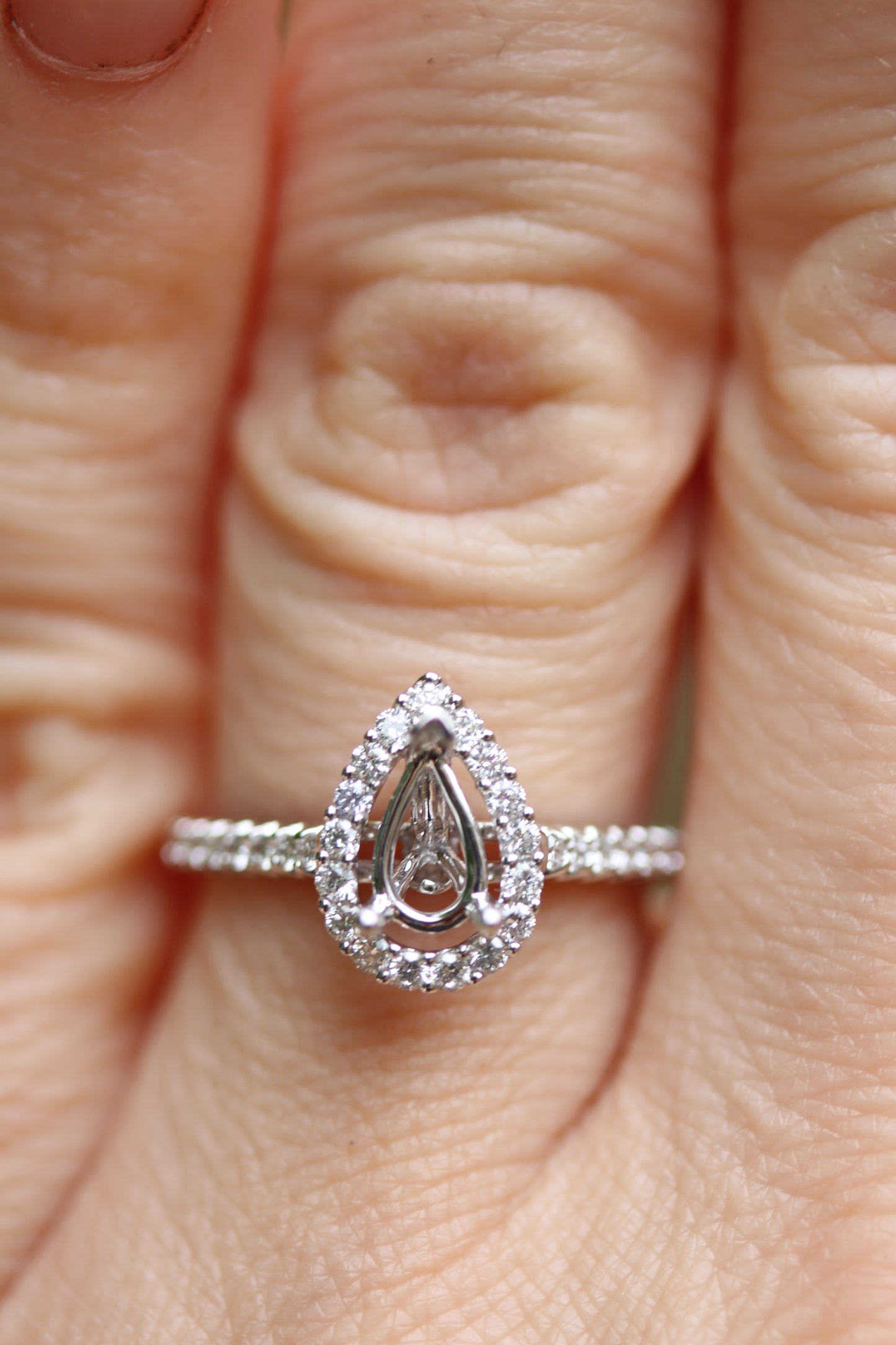 Pear Shape Halo Diamond Engagement Ring