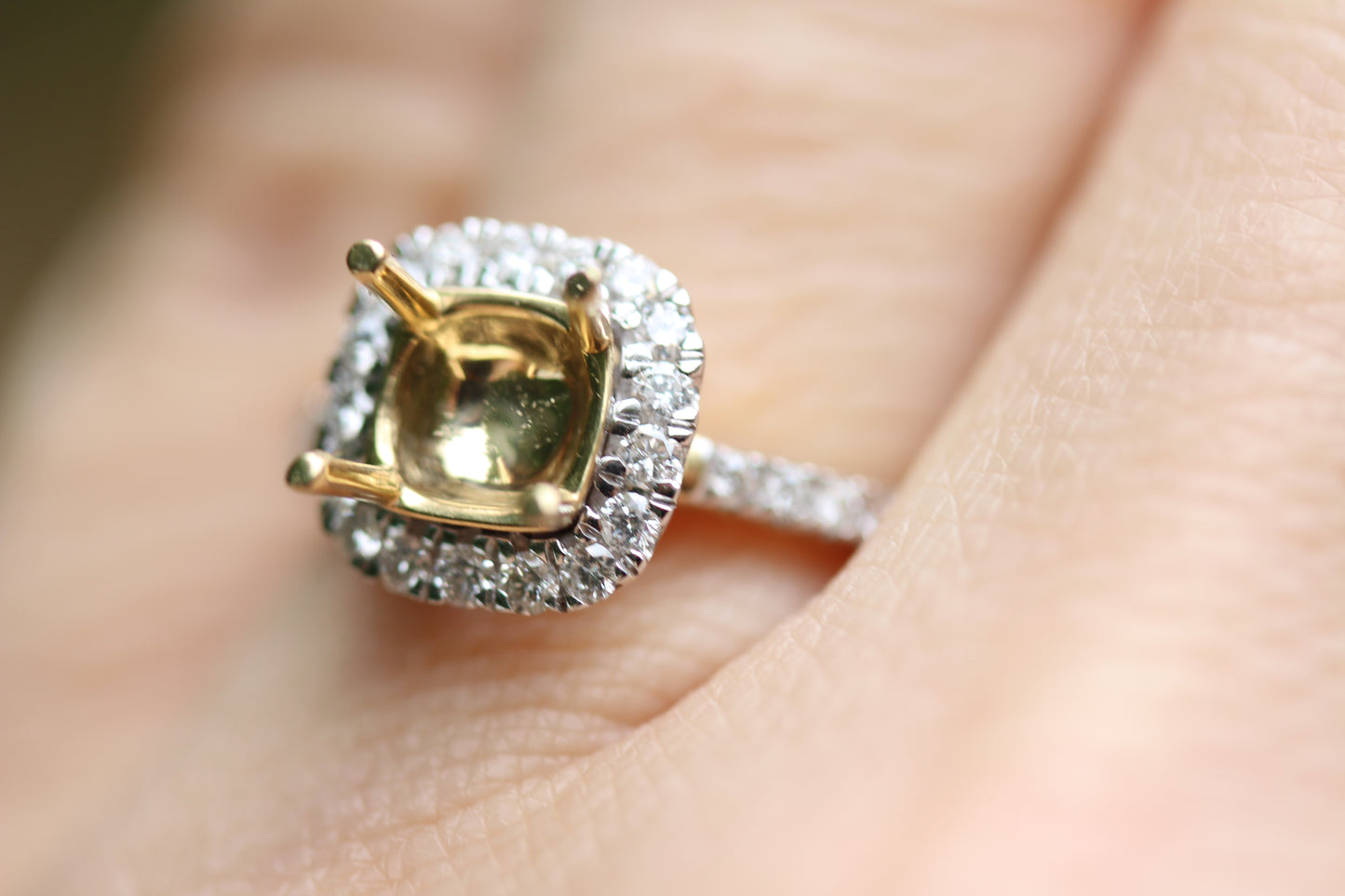Cushion Shaped Halo Diamond Engagement Ring
