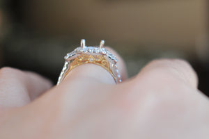 3 stone cushion cut diamond engagement ring