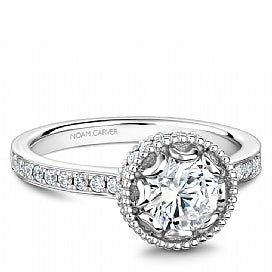 white gold engagement ring with channel set decorative head
