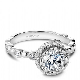 channel set head white gold engagement ring