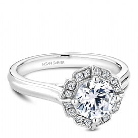white gold antique halo with plain shank