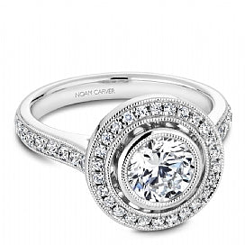 vintage halo engagement ring for a round center