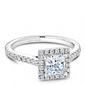 Shared Prong Halo Engagement Ring R050-06WM
