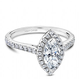 Shared Prong Halo Engagement Ring R050-07WM