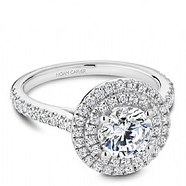 Shared Prong Halo Engagement Ring R051-01WM