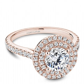 rose gold double halo diamond ring