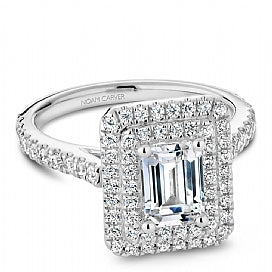 Shared Prong Halo Engagement Ring R051-04WM