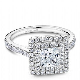 Shared Prong Halo Engagement Ring R051-06WM