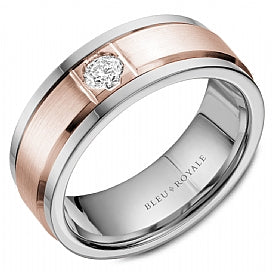Bleu Royale Two-Tone Men's Diamond Wedding Band RYL-084WRD8