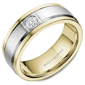 Bleu Royale Two-Tone Men's Diamond Wedding Band RYL-084WRD8