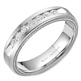 Mens Diamond Channel set wedding bands with Mil-Grain