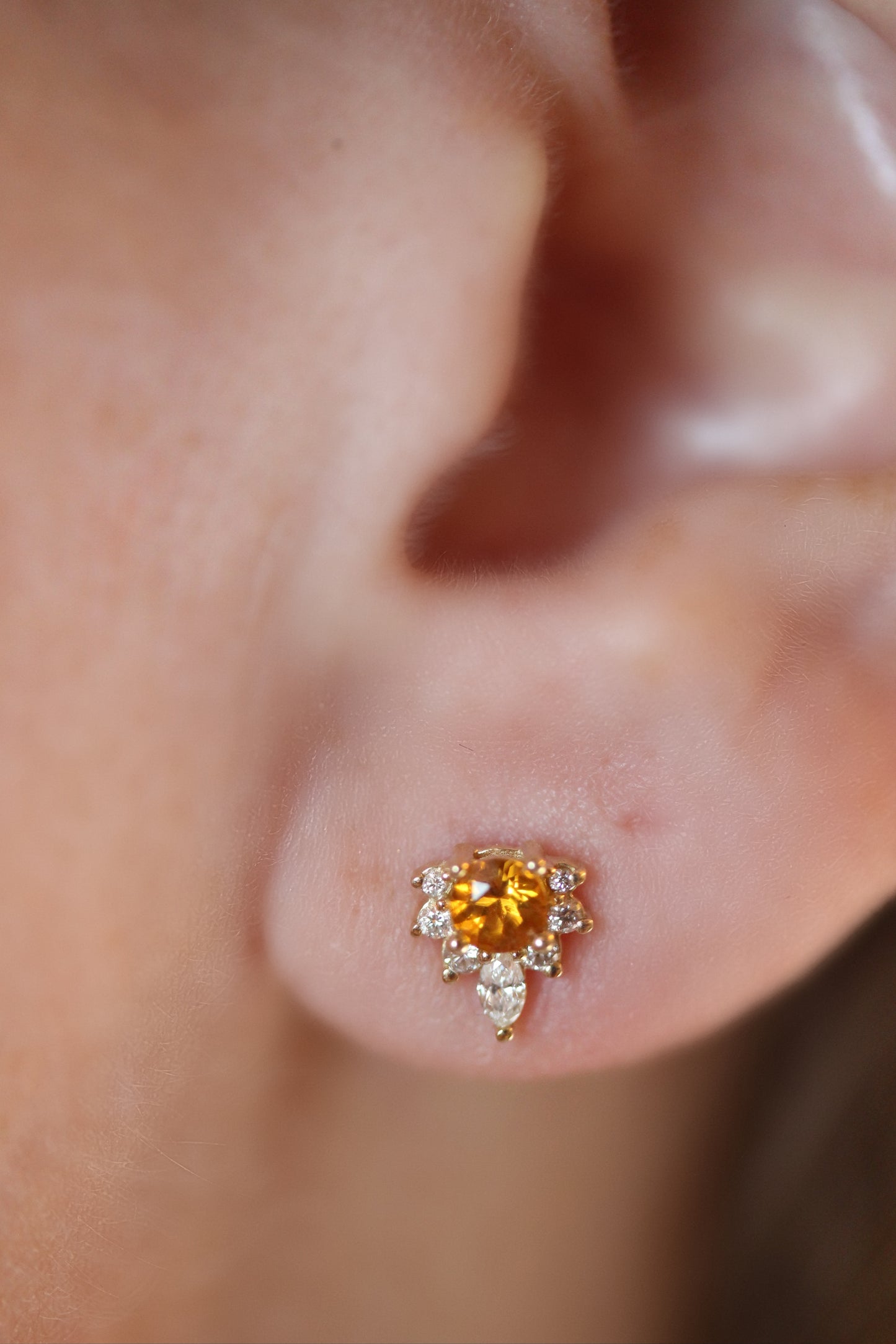 14kt Rose Gold Diamond and Round Cut Garnet Earrings