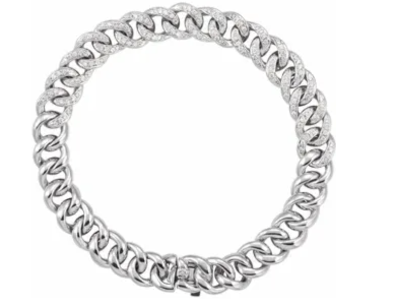 Diamond Chain Link Bracelet AKA Miami Cuban in Sold 14kt Yellow, Rose, or White Gold