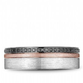 Men's Two-Tone Wedding Band With Black Diamonds RYL-070RWBD7