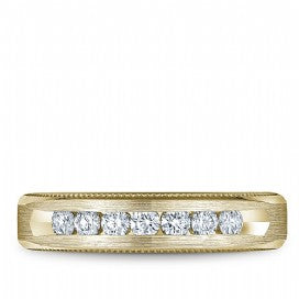 Mens Diamond Channel set wedding bands with Mil-Grain