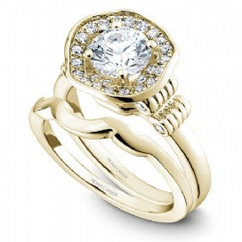 Shared Prong Halo Engagement Ring B014-01YM