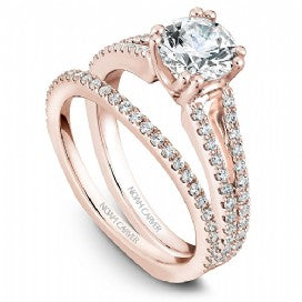 rose gold split shank wedding set