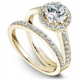 Shared Prong Halo Engagement Ring B005-01YM