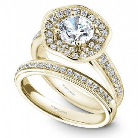 Shared Prong Halo Engagement Ring B014-05YM