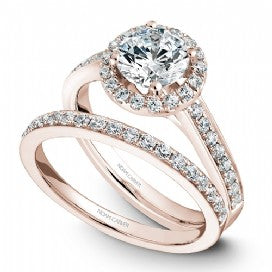 Shared Prong Halo Engagement Ring B005-01RM