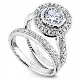 Shared Prong Halo Engagement Ring R040-02WM