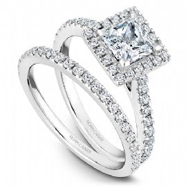 princess cut halo wedding set