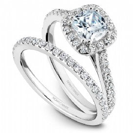 Shared Prong Halo Engagement Ring R050-05WM