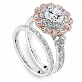 vintage double halo engagement ring for round diamond