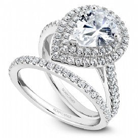 Shared Prong Halo Engagement Ring R051-03WM