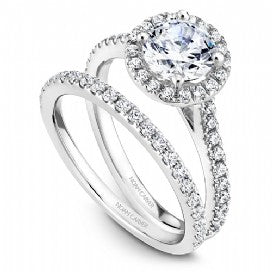 white gold round halo engagement ring