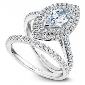 Double halo marquise wedding set