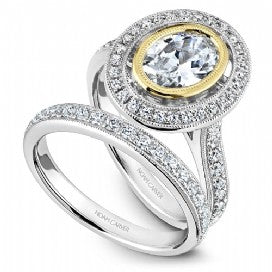Shared Prong Halo Engagement Ring R040-01WYM